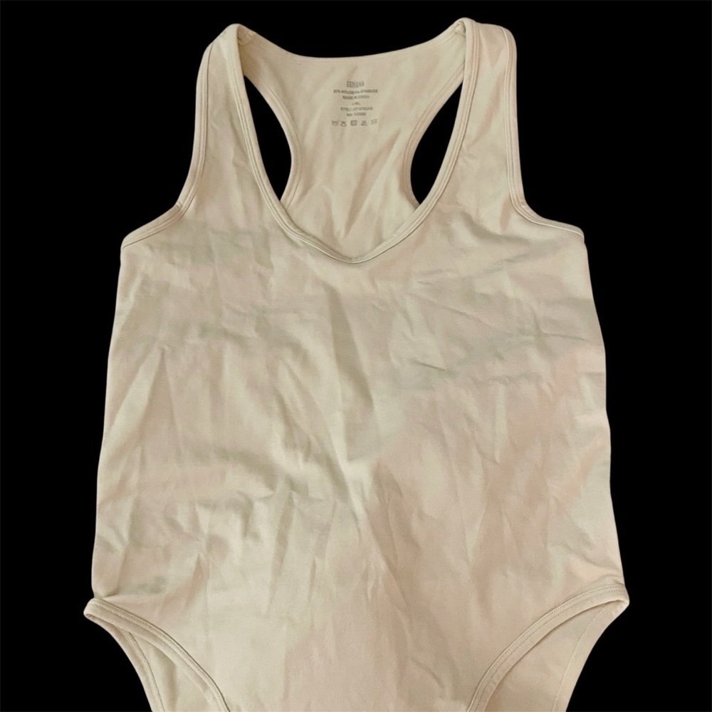 Zenana Outfitters Cream Racerback Bodysuit